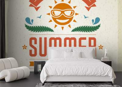 Summer holidays label or badge typography slogan design for poster or greeting card vector illustration. Wall mural