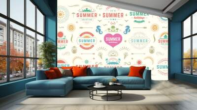 Summer labels and badges design set retro typography for posters, greeting cards and banners. Wall mural