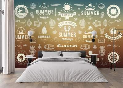 Summer labels and badges design set retro typography for posters and t-shirts Wall mural