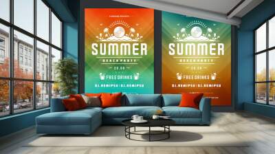 Summer party design poster or flyer night club event modern typography and abstract background. Wall mural