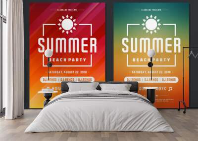 Summer party design poster or flyer night club event modern typography Wall mural