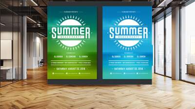 Summer party design poster or flyer night club event modern typography Wall mural