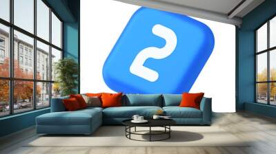 Two character button numeral cyberspace calculation service 3d realistic isometric icon Wall mural