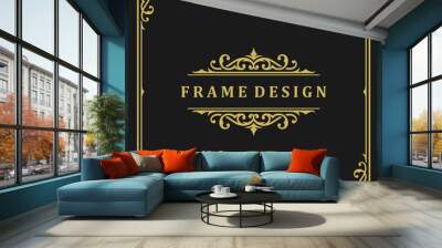 Vintage frame border ornament and vignettes swirls decoration with divider template vector illustration Wall mural