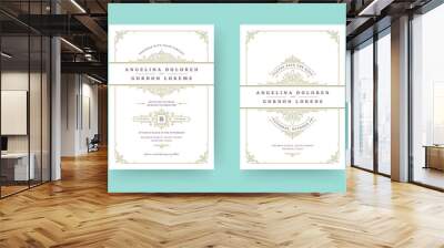 wedding invitation and save the date cards flourishes ornaments vignette swirls. Wall mural