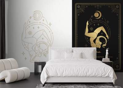 Zodiac scorpio girl character horoscope sign line art silhouette design vector illustration Wall mural