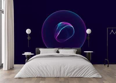 abstract digital sphere with plasma shape inside. futuristic 3d particle background illustration Wall mural