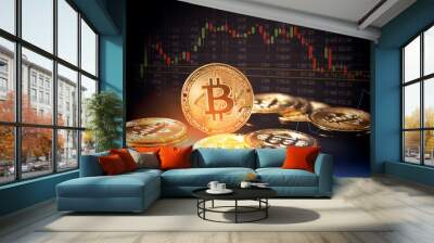 bitcoin cryptocurrency, virtual money concept Wall mural