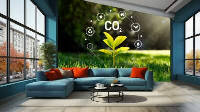 Carbon dioxide emissions, carbon footprint concept Wall mural