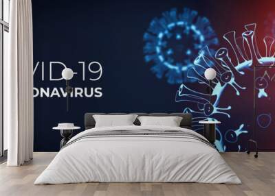 Coronavirus 3D render, COVID-19 pandemic Wall mural