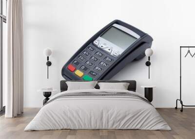 Credit card terminal on white background Wall mural