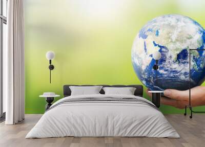 Hand holding Earth globe. World environment day. Elements of this image furnished by NASA Wall mural