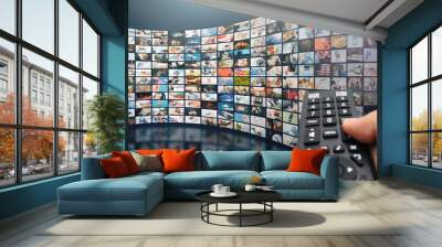 Multiple television screens with remote control Wall mural