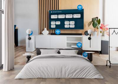 Smart home devices, controlled by smart app Wall mural