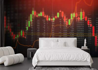 Stock market trading graph, investment chart Wall mural