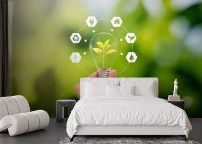 Sustainability, energy efficiency, energy crisis Wall mural