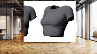 crop top grey slim fit woman t shirt mockup Wall mural