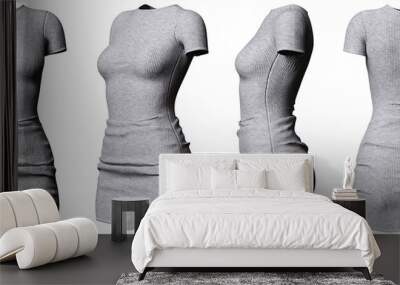 grey casual dress isolated mockup front, side, back view Wall mural