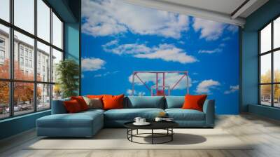 basketball hoop on blue sky Wall mural