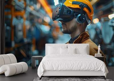 engineer using virtual reality in modern manufacturing Wall mural