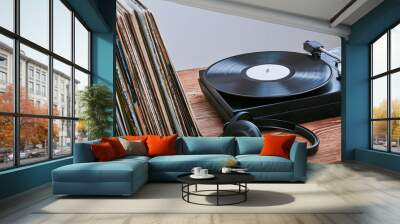 Vinyl records and turntable vinyl player Wall mural