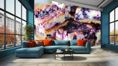 blueberry cheesecake bars Wall mural