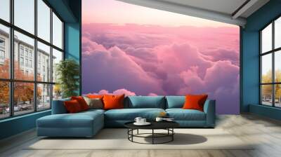 clouds at dawn view from an airplane. beautiful pink clouds at dawn. Wall mural