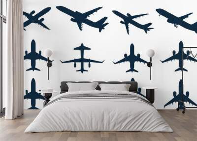 Plane icon collection. Airplane, airport, aircraft icon set.  Wall mural