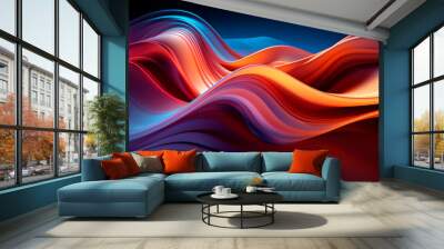 futuristic wallpaper of colorful waves on dark background for graphic composition Wall mural