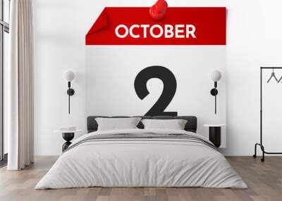 October 2 day calendar Wall mural