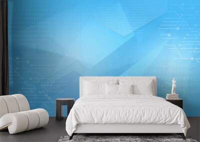 Data technology blue background - graphic elements and numbers combined into composition Wall mural