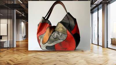 Set of stylish women's handbags - tote, shopper, hobo, bucket, satchel and pouch bags. Trendy leather accessories of different types isolated on white background. Generative  AI Wall mural