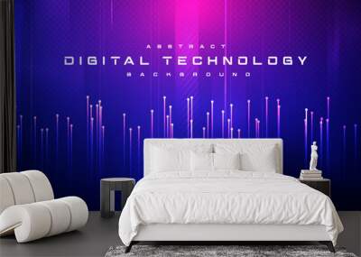 Abstract digital technology futuristic circuit blue pink background, Cyber science tech, Innovation communication future, Ai big data, internet network connection, Cloud hi-tech illustration vector Wall mural