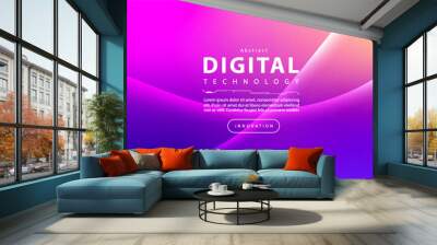 Abstract digital technology futuristic circuit blue pink background, Cyber science tech, Innovation communication future, Ai big data, internet network connection, Cloud hi-tech illustration vector Wall mural