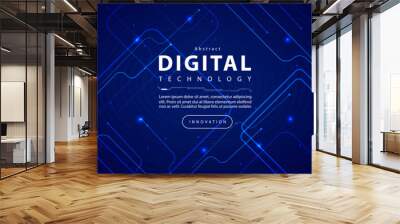 Abstract digital technology futuristic circuit board blue background, Cyber science tech layout, Innovation future Ai big data, Global internet network connection, Cloud hi-tech illustration vector Wall mural