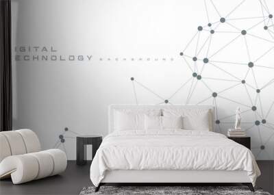 Digital technology futuristic internet network speed connection white background, cyber nano information, abstract communication, innovation future tech data, Ai big data line dot illustration vector Wall mural