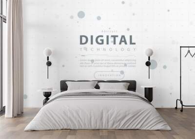 Digital technology futuristic internet network speed connection white background, cyber nano information, abstract communication, innovation future tech data, Ai big data line dot illustration vector Wall mural