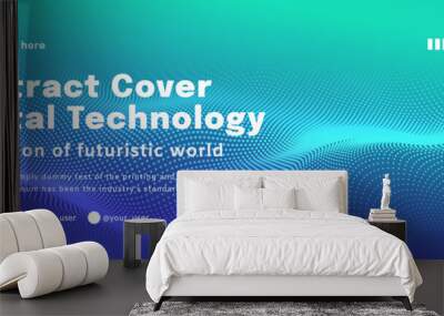 Digital technology poster cover speed connect blue green background, cyber information, abstract communication, innovation future tech data, internet network connection, Ai big data blend illustration Wall mural