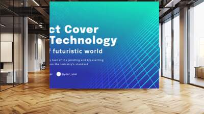 Digital technology poster cover speed connect blue green background, cyber information, abstract communication, innovation future tech data, internet network connection, Ai big data blend illustration Wall mural