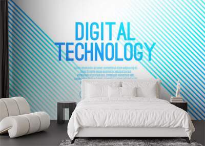 Digital technology speed connect white background, cyber nano information, abstract communication, innovation future tech data, internet network connection, Ai big data, blue line dot illustration 3d Wall mural