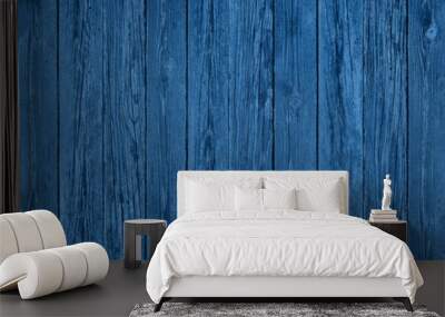 old blue wooden fence with peeling paint Wall mural