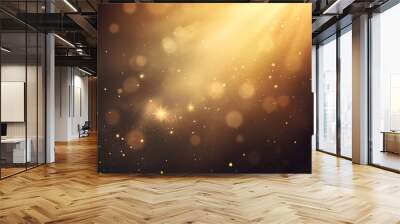 Abstract Golden Bokeh Lights on Brown Background Wall mural