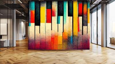 Abstract colorful paino keyboard keys as wallpaper background illustration Wall mural