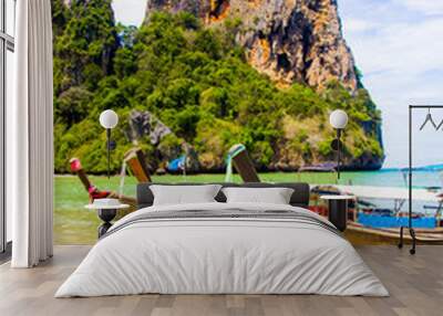 Beautiful tropical paradise Railay beach in Krabi inThailand Wall mural