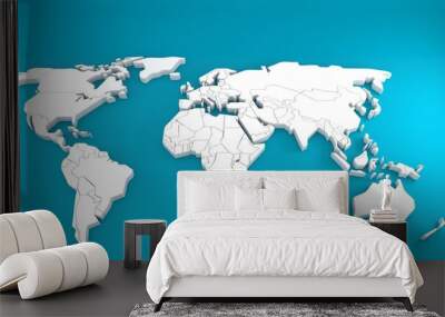 3D rendering, clean map world. Wall mural