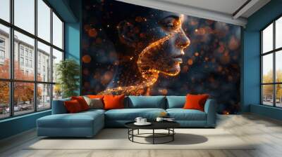 combination of technology Digital and DNA structure that blends in with humans Wall mural