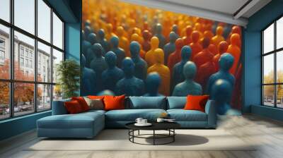 Crowds of foreign nations, different religions, social concepts and cultures. Wall mural