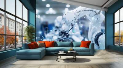 The automotive parts finishing. The hi-technology automotive parts manufacturing process by robotics system. Wall mural