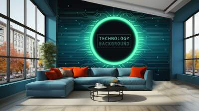 Abstract data security cyber connection technology background concept, information privacy idea, blue color abstract screen, hi speed internet technology. Wall mural