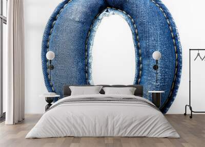 Stylish denim letter 'O' with a unique stitched design perfect for modern branding and creative projects. Wall mural